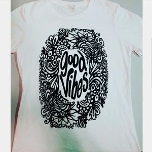 White 'Good Vibes' Floral T-Shirt